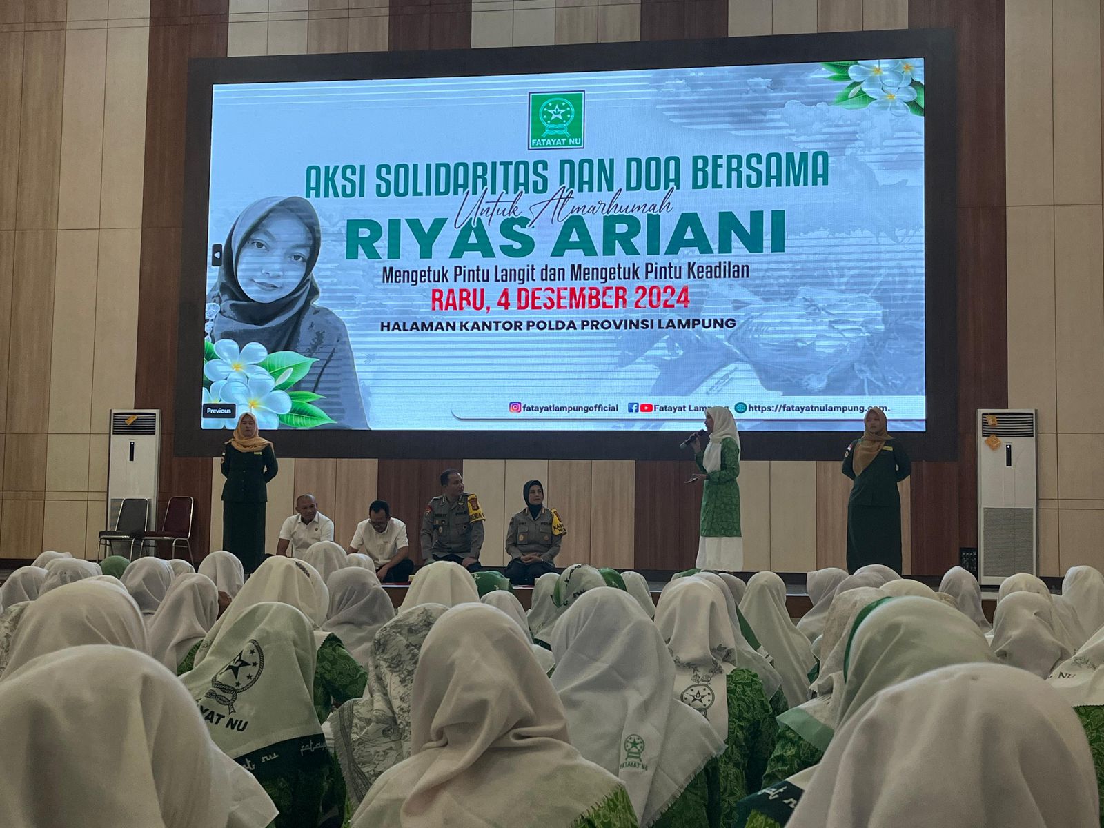 Ratusan Kader Fatayat NU Lampung Gelar Aksi Solidaritas dan Doa Bersama untuk Alm. Riyas Nuraini