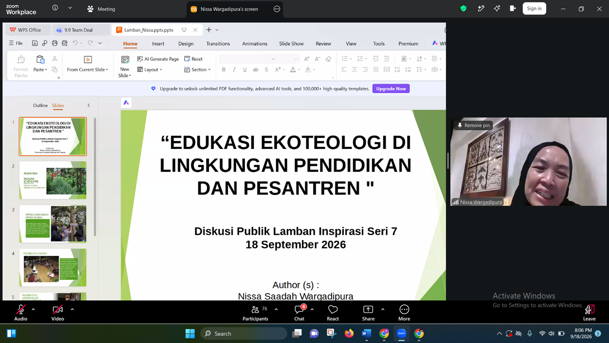 Nyai Nissa Wargadipura, Menanam Kesadaran Ekologis dari Pesantren untuk Tuhan, Semesta, dan Sesama